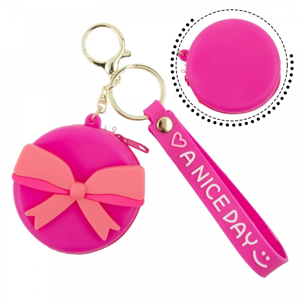 NEW>>Key Chain Anniversary Barbiepink Decorative Pendant Pink Bow Soft Rubber