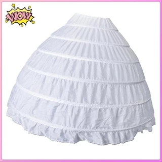 Trắng Dài 6 Hoop Petticoat Crinoline Cưới Cô Dâu Trang Phục Phụ Kiện