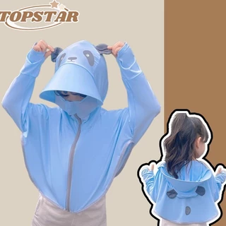 TOPSTAR  Quần áo chống nắng trẻ em lụa băng chống tia cực tím cô gái chàng trai người lớn quần áo chống nắng trùm đầu thoáng khí