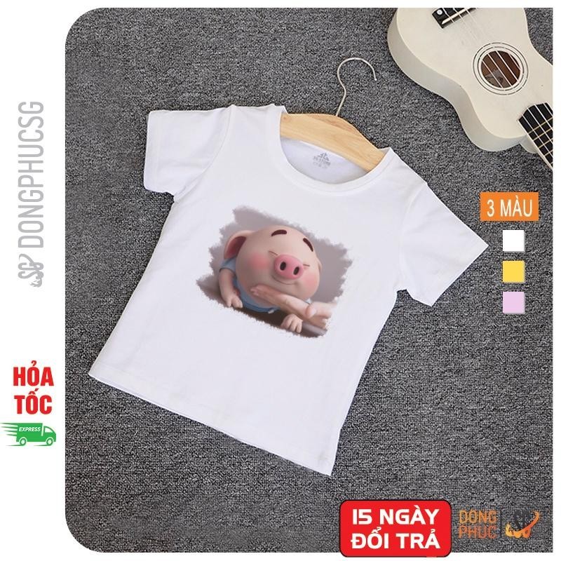 Áo trẻ em hình chú heo dễ thương thun cotton mềm mịn mát mẻ đủ size cho bé trai gái TE06 DONGPHUCSG