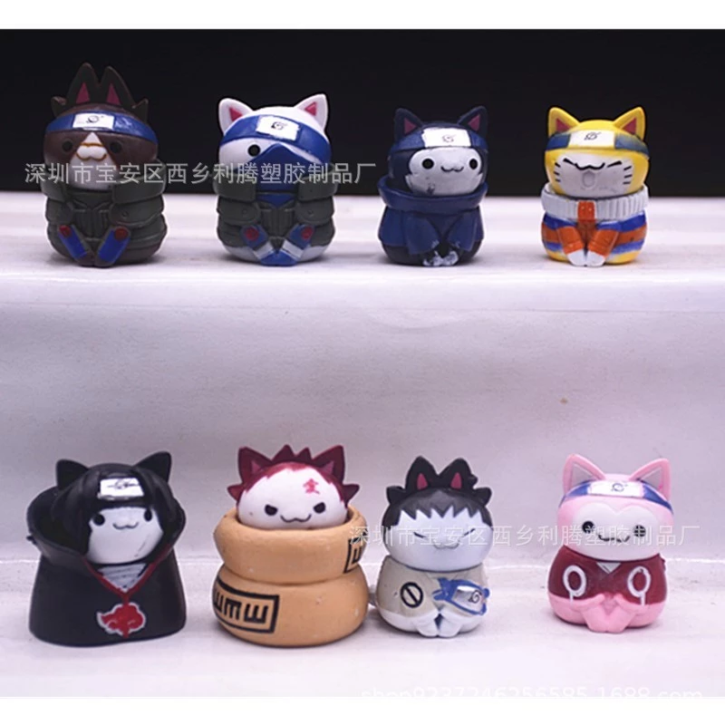 Naruto Cat 8 Tay Dễ Thương Mô Hình Bánh Nướng Micro Phong Cảnh Trang Trí Đuôi Có Thể Xoay