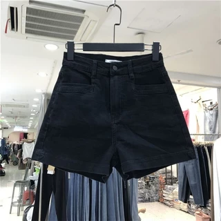 Quần short denim nữ mùa hè 2024 Quần nóng chữ A lưng cao giảm béo đa năng Hàn Quốc