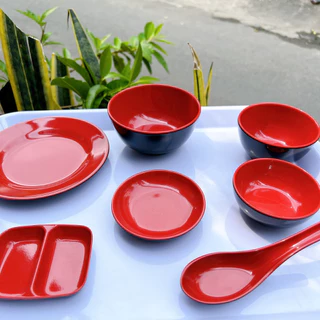 Chén dĩa màu ĐỎ ĐEN nhựa Melamine cao cấp Fataco Việt Nam đa dạng kiểu dáng