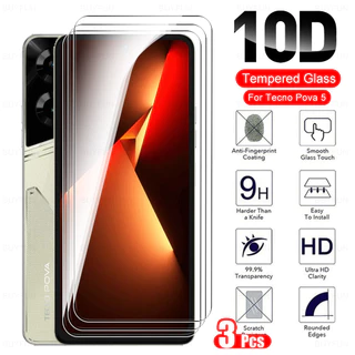 3 Chiếc Full Cover Kính Cho Tecno Pova 5 4G Bảo Vệ Màn Hình Kính Cường Lực Tecon Pova5 Pro Pova 5 Free Fire Pova5Pro 5Pro 6.78inch