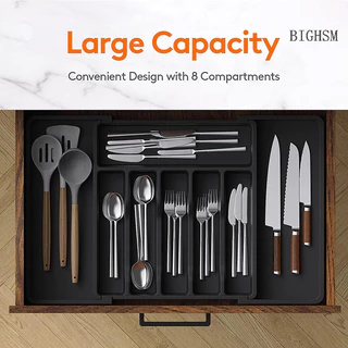 Bighsm Silverware Người Tổ Chức Giá Đỡ Cho Bữa Tiệc Có Thể Điều Chỉnh Dụng Cụ Khay Cho Ngăn Kéo Kéo Kéo Dài Giá Đỡ Dao Kéo Nhà Bếp Ngăn Kéo Dụng Cụ Khay SKK