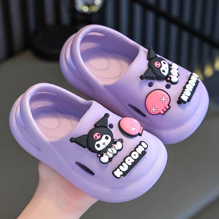 Sanrio Mùa Hè Giày Sandal Trẻ Em Dép Bé Trai Bé Gái Chống Trơn Trượt Đế Mềm Lỗ Giày Kuromi Bé Gái Đi Biển Ngón Chân Dép