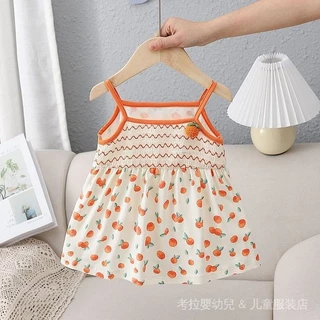 Đầm Mùa Hè Bé Gái 2022 Phong Cách Mới Cho Bé Phong Cách Phương Tây Sling Trẻ Em Cotton Nguyên Chất Đầm Công Chúa Một Tuổi Bé Mùa Hè