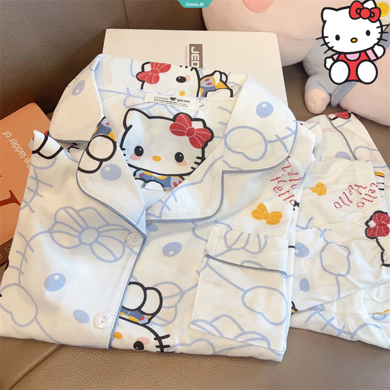 Sanrio Hoạt Hình Dễ Thương Hello Kitty Bộ Đồ Ngủ Bé Gái Nhẹ Mùa Hè Mới 2024 Quần Short Tay Ngắn Homewear Suit [GM]