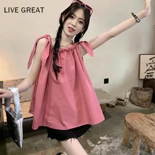 Live GREAT Phiên bản Hàn Quốc của thiết kế phong cách nước ngoài mang lại cảm giác như mặc áo vest không tay và áo dáng rộng ngọt ngào trong mùa hè.