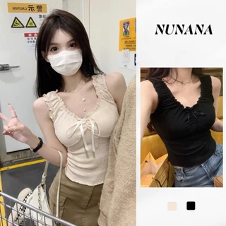  Áo Ba Lỗ Nữ Áo Coquette ôm Body Nơ Vest Sling Nữ Mùa Xuân Phong Cách Mới Pháp Thiết Kế Ngoài Mặc Top