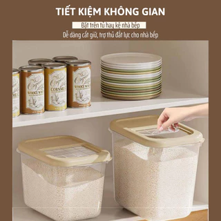 Thùng Đựng Gạo C&M HOME Nắp Đậy Chắc Chắn Đậy Kín Ngăn Côn Trùng, Ẩm Mốc Thành Nhựa Dày Dặn 6kg/10kg/15kg