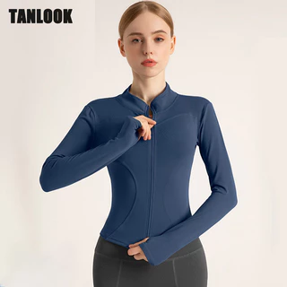 Tanlook Áo tập yoga cổ đứng có độ đàn hồi cao, khô nhanh, áo khoác thể dục vừa vặn