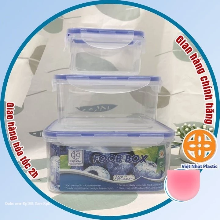 Bộ 3 hộp nhựa chữ nhật đựng thực phẩm, bảo quản thức ăn tiện lợi, an toàn (MS: 6530) –br 01353