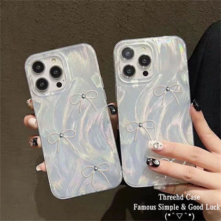 Vỏ Tương Thích Cho iPhone 11 15 12 14 13 Pro Max Cho iPhone 7 8 SE2020 X XR Xs Max 6 6s Plus Trong Suốt Cao Cấp Ins Bow Vỏ Điện Thoại TPU Chống Sốc