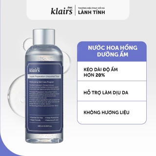 [Nhập COSDK4 giảm 20K đơn 199K] Nước hoa hồng Dear, Klairs Supple Preparation Unscented Toner 180ml - Chính Hãng