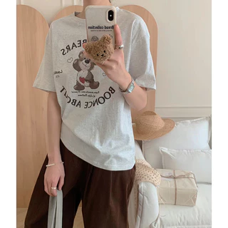 Nrvp [Mới 100% Cotton] Áo thun ngắn tay nữ Tee Baggy Nam Nữ Baggy Tròn Unisex Cổ dáng rộng Unisex Tee 4 / 12