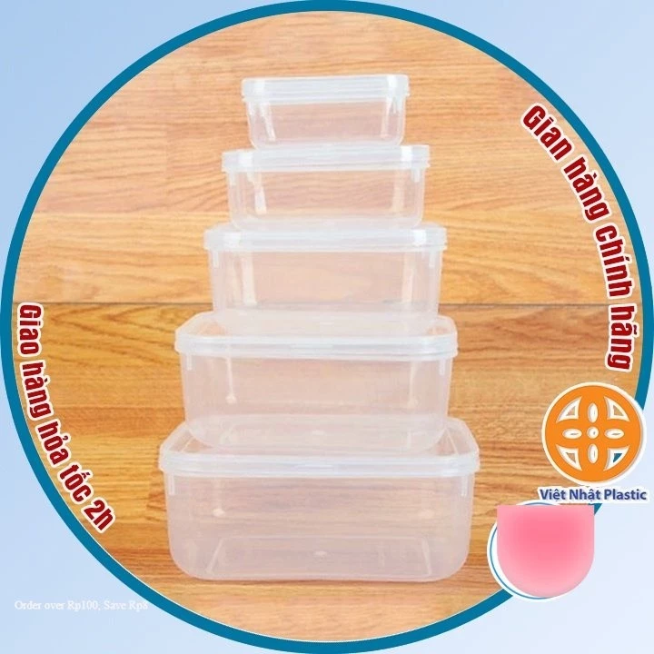 Bộ 5 hộp lạnh bầu đựng thức ăn Việt Nhật -Hộp trữ đồ đông đồ ăn dặm cho bé (MS:6685) an toàn tiện lợi - br 01285