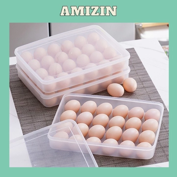 Hộp đựng trứng gà vịt tiện dụng AMIZIN Hộp đựng trứng 24 quả trong tủ lạnh bảo quản lâu