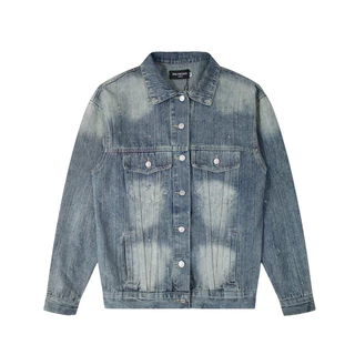 Bán chạy nhất 8Ba7nc9a5 Áo khoác nam nữ giặt và khoan chữ cái Áo khoác Denim dài tay Áo Unisex