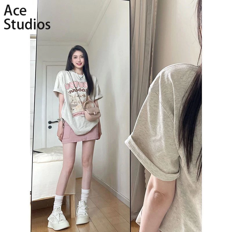 Ace Studios áo phông áo thun nữ croptop baby tee Fashion Stylish xu hướng Cute WCS24509X1 20Z240513