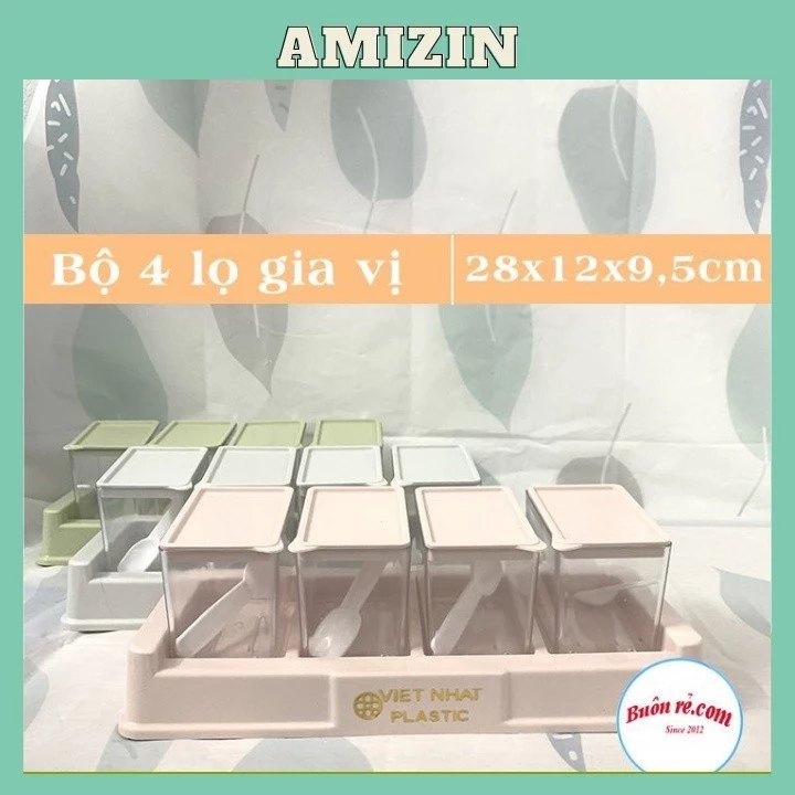 Bộ 4 lọ đựng gia vị có thìa  -Hũ đựng gia vị có nắp đậy tiện dụng bền đẹp (MS:2939) -Buôn rẻ 01268