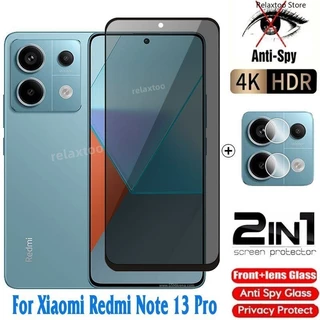 2IN1 Privacy Screen Protect Glass Film For Xiaomi Redmi Note13 13R Note 13 Pro Plus Pro+ Note13Pro+ 13RPro Note13ProPlus RedmiNote13Pro+ 4G 5G Anti Spy Curved Front Screen Back Camera Lens Protect Tempered Glass Film