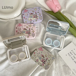 Luimo Contact Lens Box Màu Trơn Di Động Hộp Đựng Ống Kính Tiếp Xúc Hút Bộ Giá Đỡ SBS