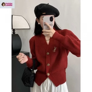 Áo cardigan Dệt Kim Cổ Chữ v Tay Dài Dáng Ngắn Phong Cách Hàn Quốc Thời Trang Cho Nữ m4y7