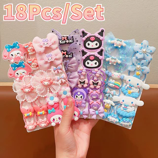 18 Chiếc Sanrio Hello Kitty Ngọt Ngào Tóc Dây Tóc Hoạt Hình Dễ Thương Kuromi My Melody Tóc Cô Gái Đáng Yêu Phụ Kiện Tóc Mũ Dây Buộc Tóc Mũ Đội Đầu