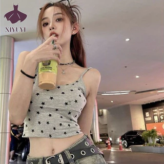 Xiyuyi Áo hai dây nữ Tính khí Hot Girl khoe ngực lớn Ngôi sao ngọt ngào Đa năng Gợi cảm cạp cao ngắn cho đáy và áo khoác ngoài