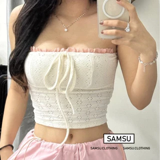 Áo ống cúp ngực tube có mút ngực kiểu dây thắt nơ ôm body phong cách Hàn Quốc sexy sang chảnh Samsu.clothing_saigon