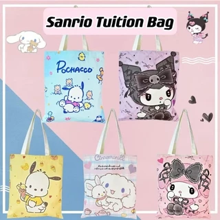 Sanrio Sinh Viên Vải Học Phí Túi Tote Túi Xách Vải Cinnamoroll Kuromi Melody Túi Đi Học