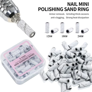 Bộ 50 Dây Chà Nhám Móng Tay Mini 3.1mm Trắng Hồng 120 # 180 # 240 # Loại Bỏ Lớp Biểu Bì Đánh Bóng Vòng Cát Bộ Dụng Cụ Làm Móng Tay Phụ Kiện