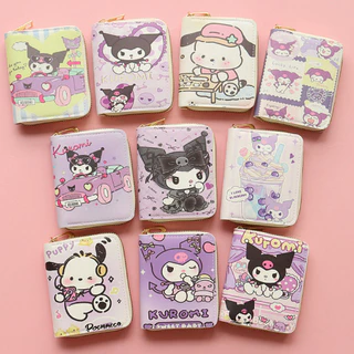 Ví Đựng Tiền Xu Hoạt Hình Ngắn Dây Kéo Ví Cô Gái Đựng Thẻ Kuromi Sanrio