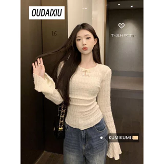 OUDAIXIU áo phông áo thun nữ croptop baby tee Thời trang INS xu hướng Dễ thương WTX242039V 17Z240424