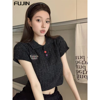 FUJIN áo phông áo thun nữ croptop baby tee Minimalist xu hướng Stylish Vintage WCS2440ISF 19Z240507