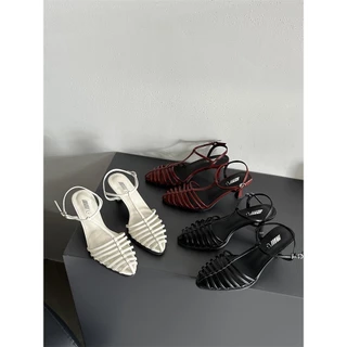 Sandal gót cao đan dây quai cài mẫu mới hè 2024 - SD046