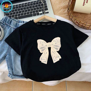 Iq Angel bé gái tay ngắn 100% cotton thời trang phổ biến quần áo trẻ em