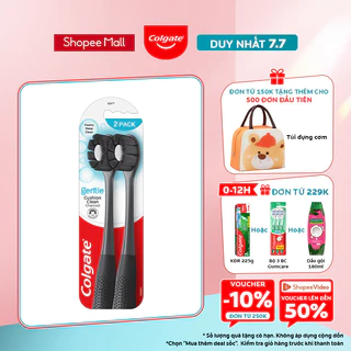 Bộ 2 Bàn chải Colgate Gentle Cushion Clean Charcoal lông chải siêu dày, kháng khuẩn