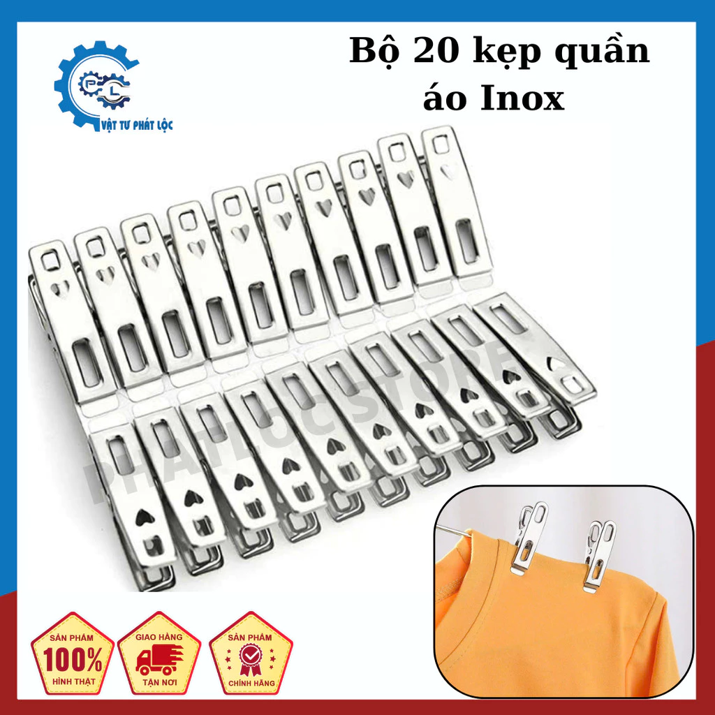 Kẹp Phơi Đồ Inox 304 Mini Bộ 20 cái, Kẹp Treo Đồ Đa Năng nhiều kiểu dáng lựa chọn