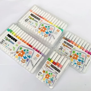 Bút màu Acrylic marker 9053A 12/24/36/48 cao cấp màu sắc tươi sáng - bút lông màu vẽ được trên mọi vật liệu