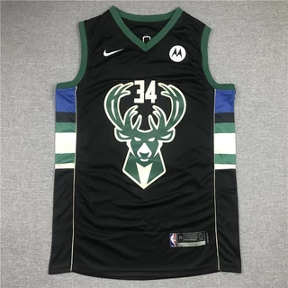 [9 phong cách] Áo đấu NBA Milwaukee Bucks No.34 Antetokounmpo 2021 Quảng cáo mới màu đen MỚI. logo, v.v. áo bóng rổ