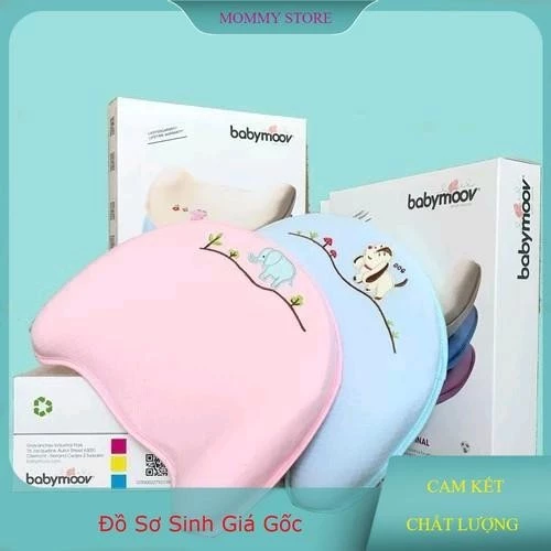 Gối Cao Su Non Baby Moov Cao Cấp Chống Méo Đầu , Nghẹo Cổ, Còng Lưng Cho Bé ( Loại đẹp Hộp 1 Chiếc)