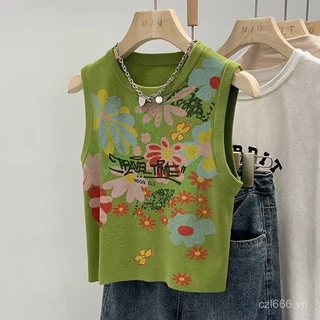 Mới Phong Cách Trung Quốc Graffiti Hoa Không Tay In Hình Camisole Nữ Mùa Hè Phong Cách Mới Thiết Kế Độc Đáo Độc Đáo Phù Hợp Với Hàng Đầu Hợp Thời Trang