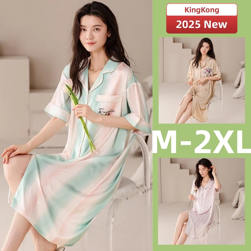 Lụa Váy Ngủ Bộ Đồ Ngủ Nữ Bộ Đồ Ngủ Váy Mùa Hè Nữ Tay Ngắn Đồ Ngủ Người Phụ Nữ Plus Kích Thước Mặc Nhà
