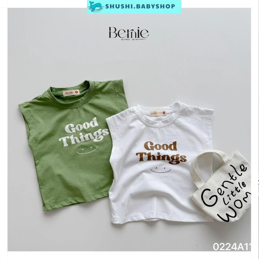 Áo thun ba lỗ sát nách dáng tank top hàn quốc BERNIE in chữ Good things SHUSHIBABY 0224A11