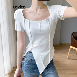 Áo thun Lovito Casual kiểu dáng xẻ tà cho nữ LNE52143