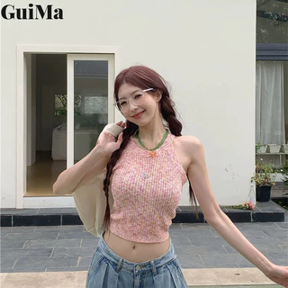 Guima Ngọt Ngào nữ dệt kim yếm nữ đáy bên trong mặc mỏng phong cách ngắn crop top