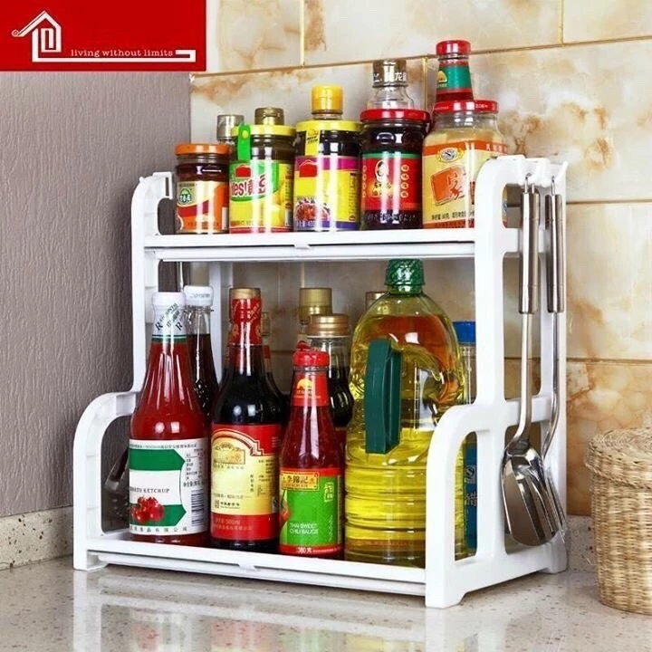 {GIÁ HỦY DIỆT} Kệ đựng gia vị 2 Kệ để đồ thông minh 2 tầng đa năng tiết kiệm không gian