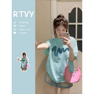 [Giao hàng trong 2 ngày]「RTVY」Áo thun trẻ em mùa hè dáng rộng thường ngày Hàn Quốc sọc ngắn tay in hình hàng đầu dành cho nữ